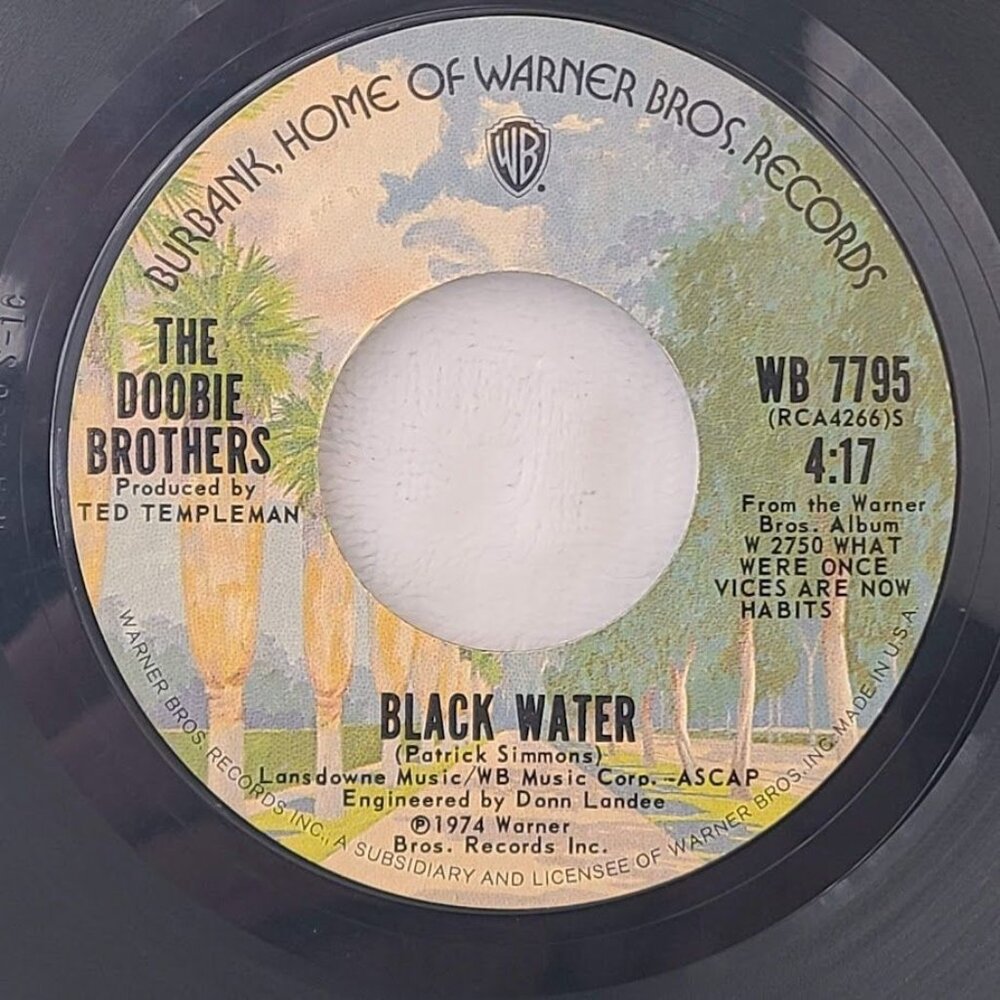 Doobie Brothers Black Water / Another Park - Sunday 45 RPM Vinyl 1974 WB 7795